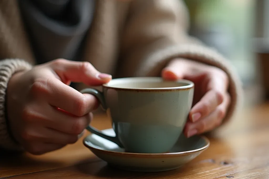 Aidant profitant d'un moment de détente avec un café pendant que la technologie veille sur son proche