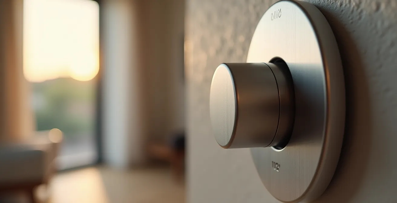 Système de capteurs et têtes thermostatiques connectées installés discrètement dans une pièce de vie
