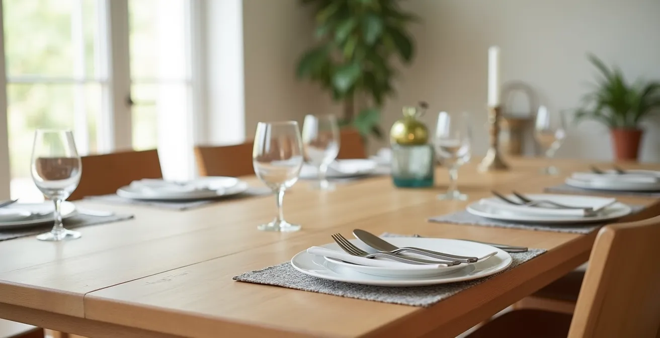 Comparaison visuelle de différents types de couverts adaptés sur une table
