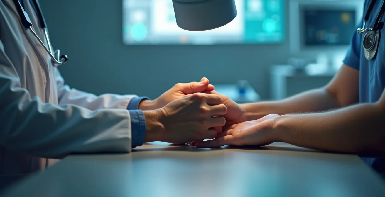 Examen médical professionnel d'une main avec évaluation de la sensibilité