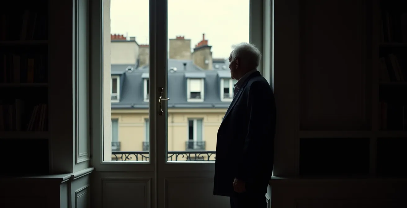 Senior réfléchissant à ses options financières dans son bureau à domicile