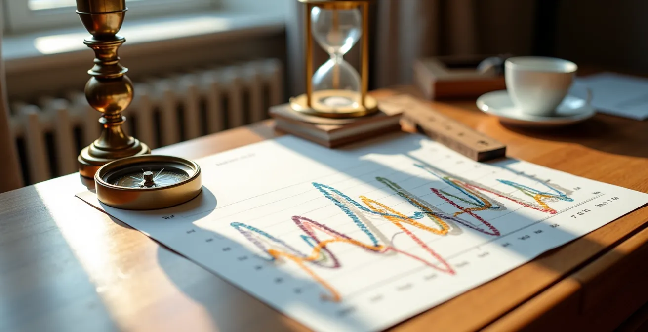 Interface de suivi d'activité senior avec graphiques et tendances
